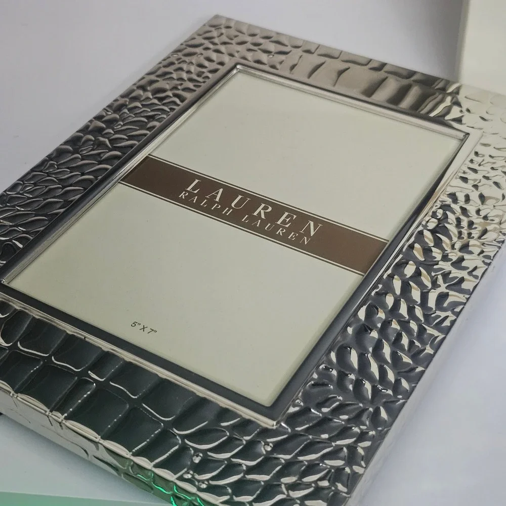 Lauren Ralph Lauren Crocodile 5x7 Nickel Plated Steel Picture Frame‎ NIB